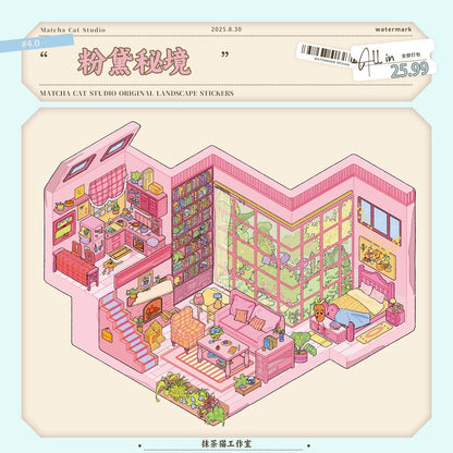 4.0 all in 3 scenes - The Pink Hideaway|  Forest. Reese Room | the Homebody’s Nest 3D Scene Sticker
