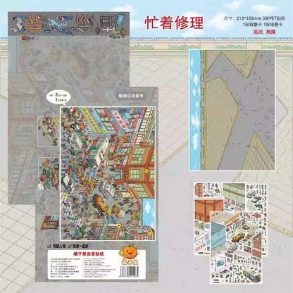1.0 Busy Repairing - 3D Scene Sticker | Landscape sticker