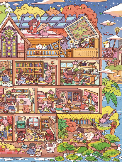 18.0 - Drifting Four Seasons House 3D Scene Sticker