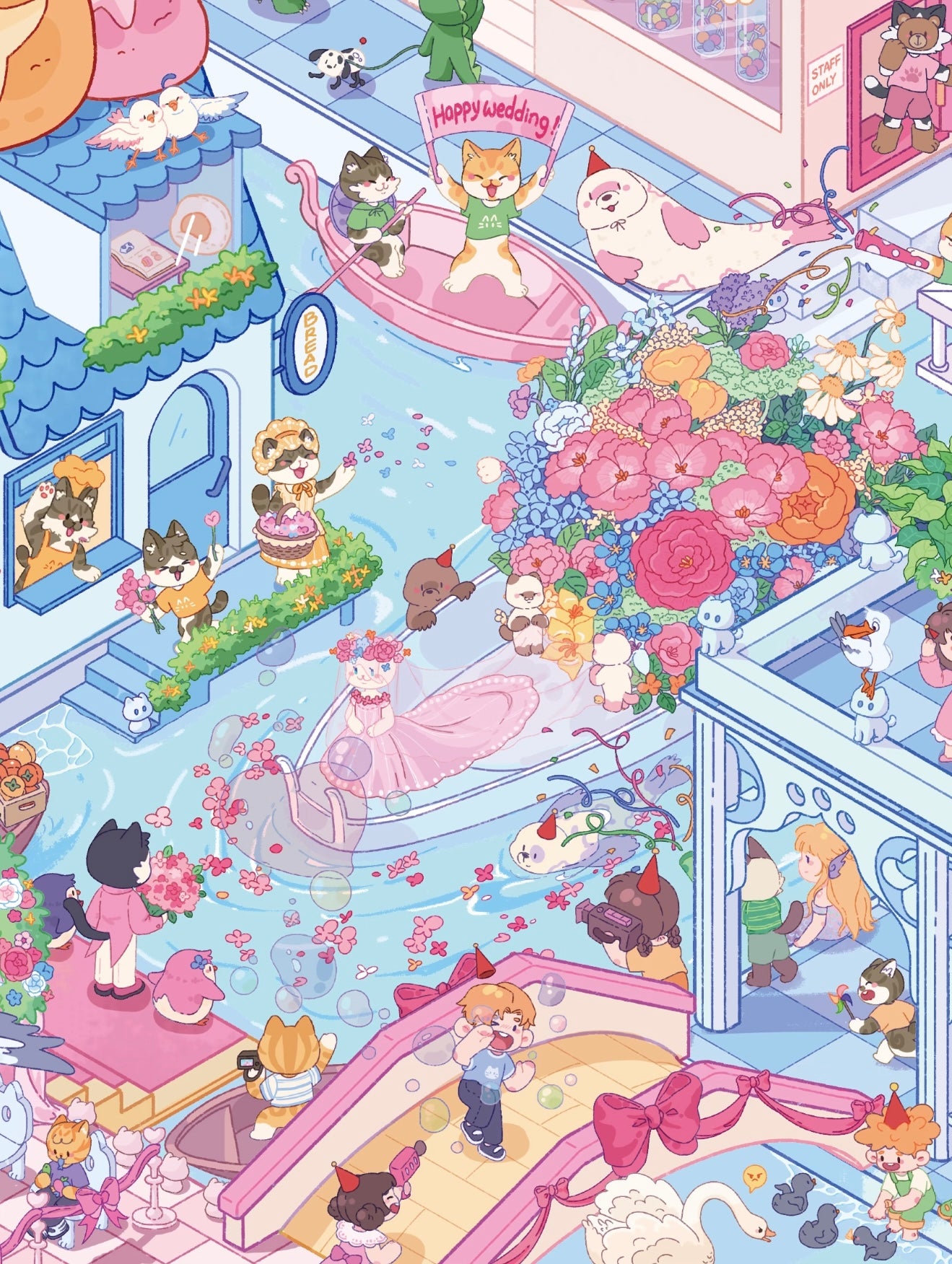 12.0 Floating Canal Wedding 3D Scene Sticker