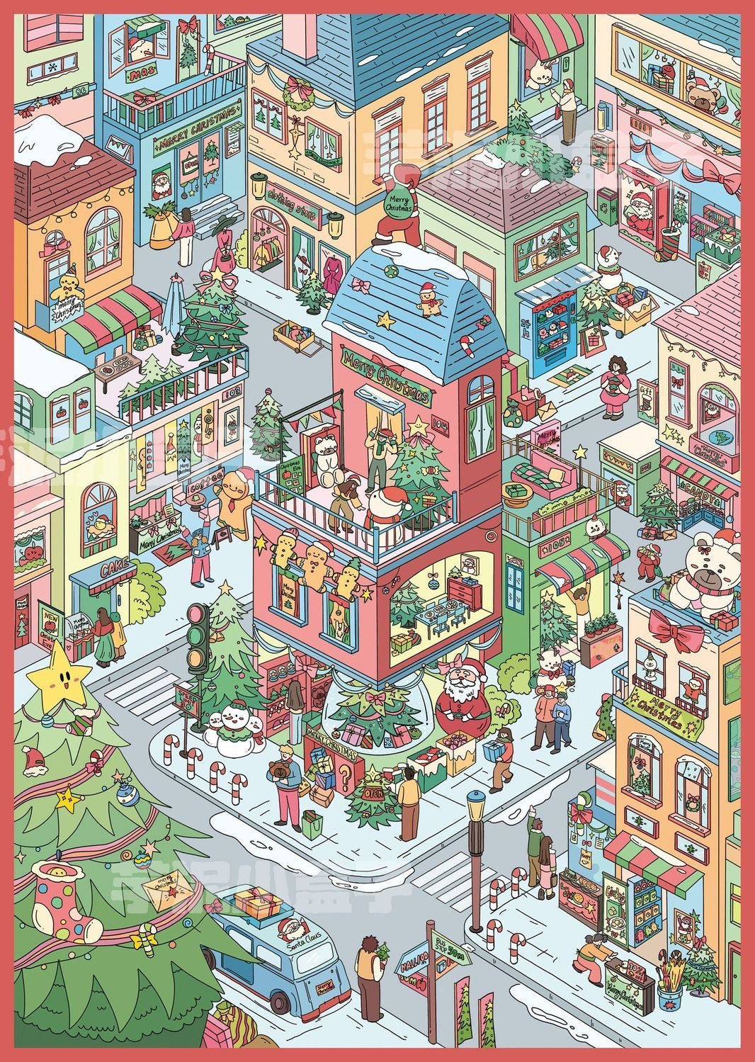 6.0 Snowy Christmas Town - 3D Scene Sticker