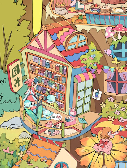 18.0 - Fairy Tale Tree House 3D Scene Sticker
