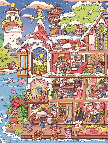 18.0 - Drifting Four Seasons House 3D Scene Sticker
