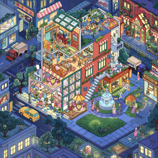 4.0 City Nightfall - 3D Scene Sticker