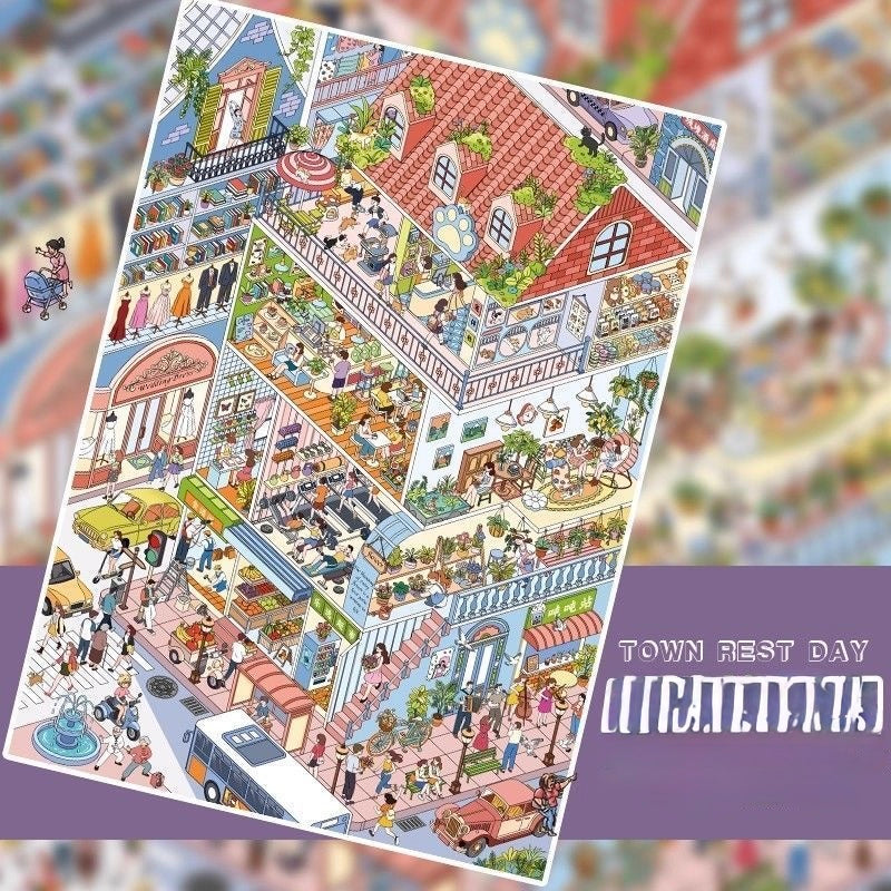 1.0 The Rest Day in the Small Town - 3D Landscape Stickers