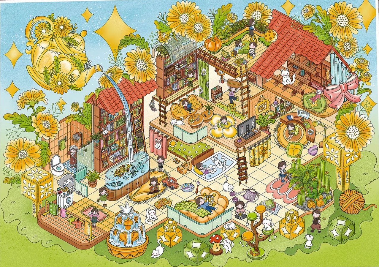 144.0 Sunny Flower Cottage 3D Landscape Sticker