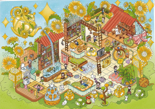 144.0 Sunny Flower Cottage 3D Landscape Sticker