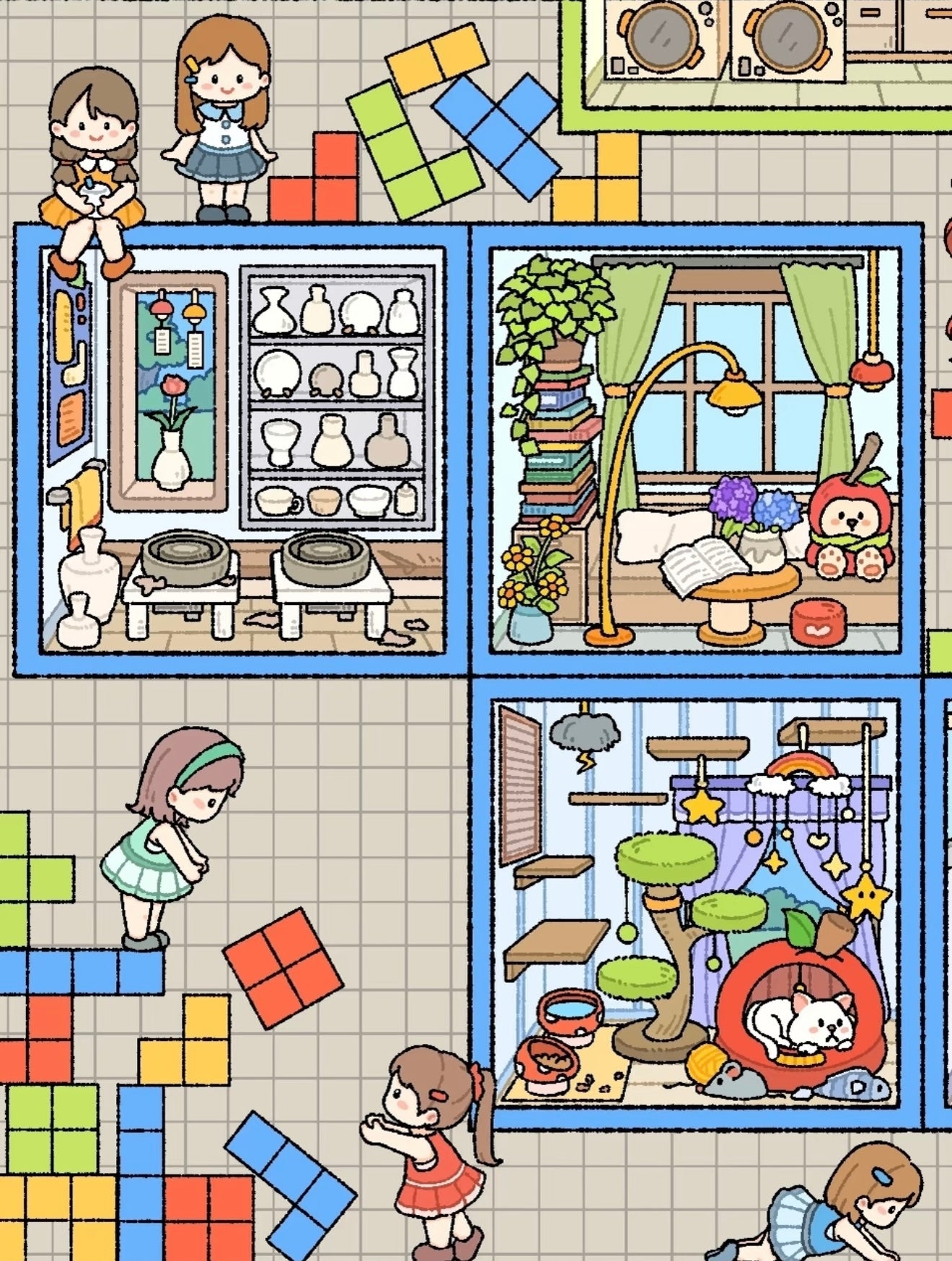 18.0 - Tetris Home 3D Scene Sticker