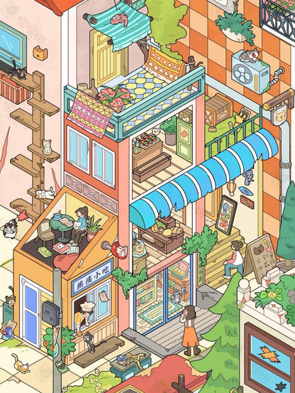1.0 City of Cat Lovers 3D Scene Sticker