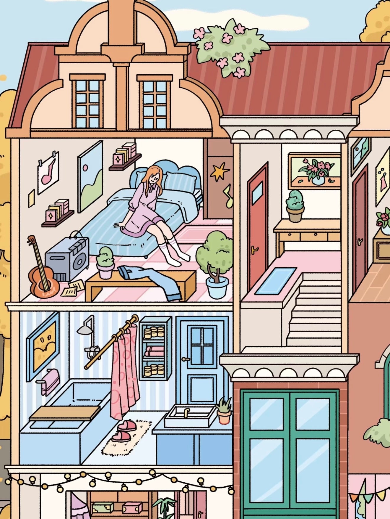 5.0 Nordic Autumn Street | 3D Scene Sticker