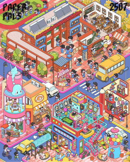 Extra Large Edition - On the Way to School 3D Scene Sticker