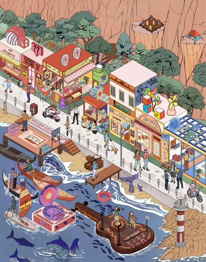 6.0 all in 4 scenes - Skyborne Paradise&Sweet Dream Railway Bazaar& Riverside at dusk & Floral Boat Parade in the water city