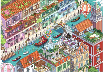 6.0 all in 4 scenes - Skyborne Paradise&Sweet Dream Railway Bazaar& Riverside at dusk & Floral Boat Parade in the water city