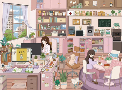 140.0 Cozy Workspace 3D Scene Sticker