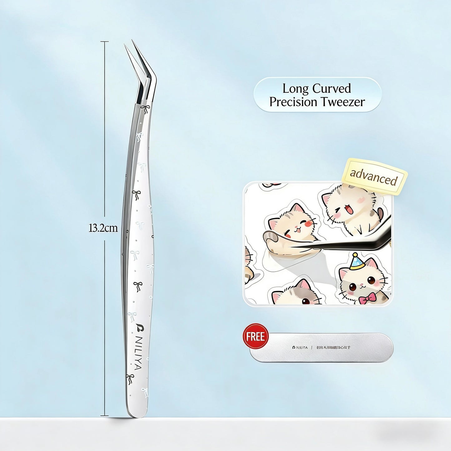 Precision Tweezers 13.2cm with FREE storage case