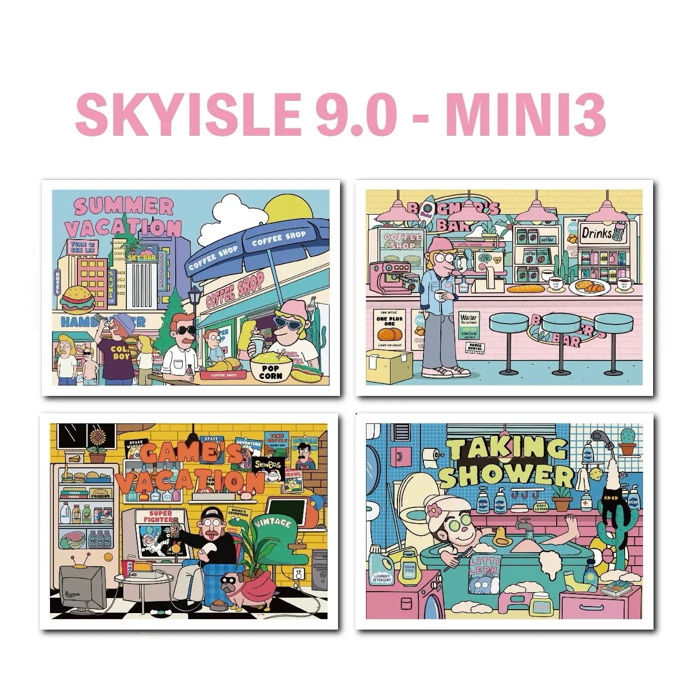 9.0 Mini 3 - 4 scenes in a pack - Summer vacation | Bar time | Gaming time | Taking Shower