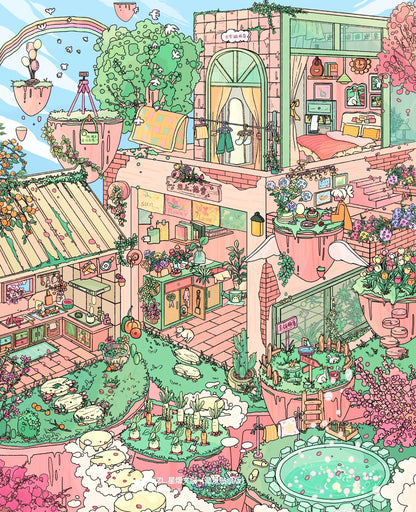 6.0 all in 4 scenes - Skyborne Paradise&Sweet Dream Railway Bazaar& Riverside at dusk & Floral Boat Parade in the water city