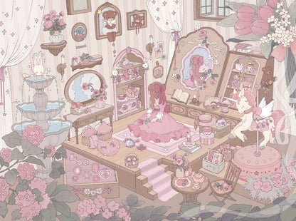 13.0 all in 4 Scenes - Star Spring Moon& Sunny in summer & Nebulae the Dream& the Elf Cottage Landscape Sticker| 3D stacking miniature scene