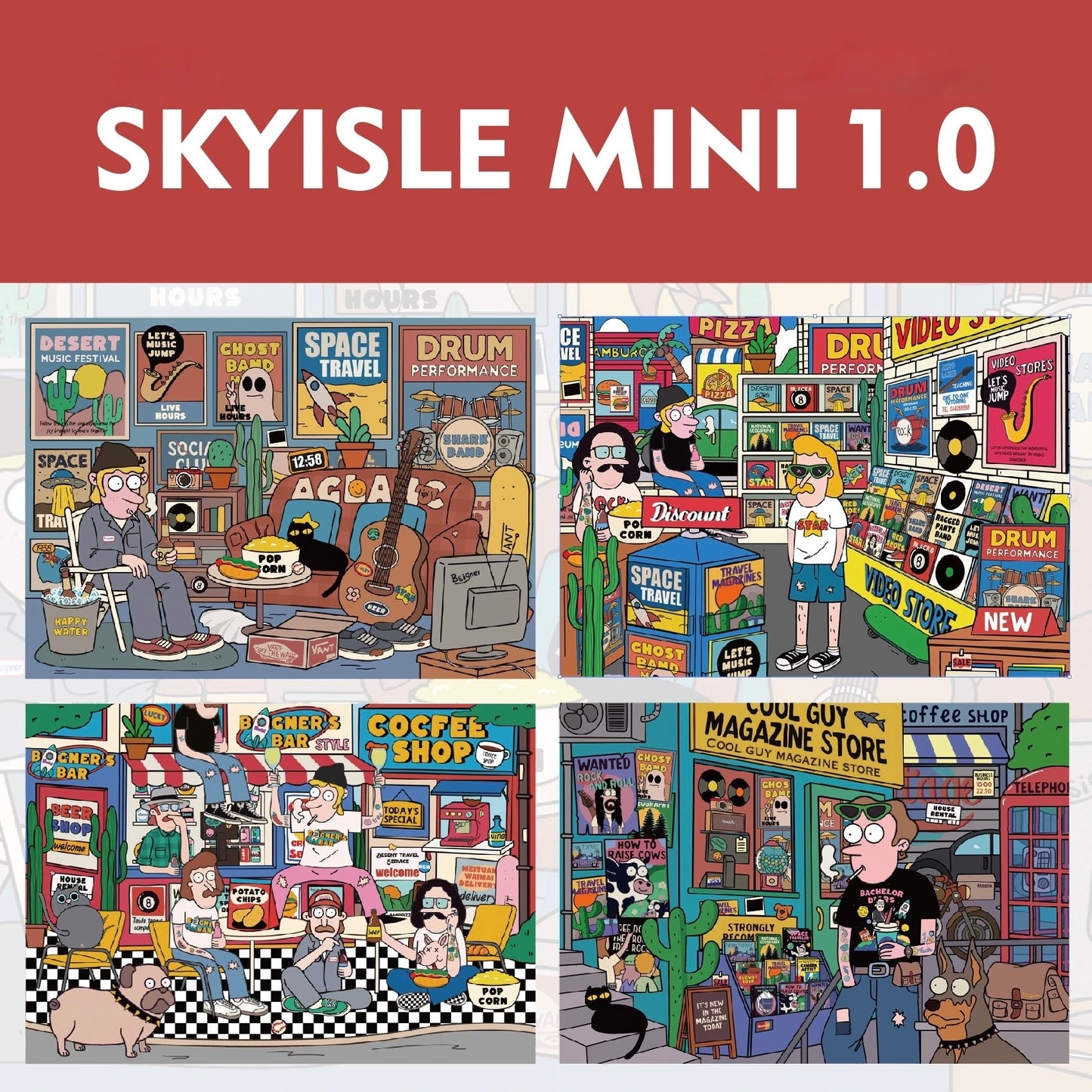 all in 4 scenes Mini 1.0 The Modern Youth -  Cool Guy | Party Day | Life Artist | Record Store