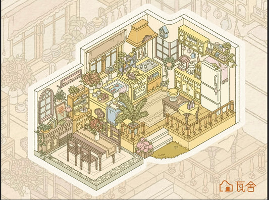 French Country Kitchen 3D Landscape Sticker