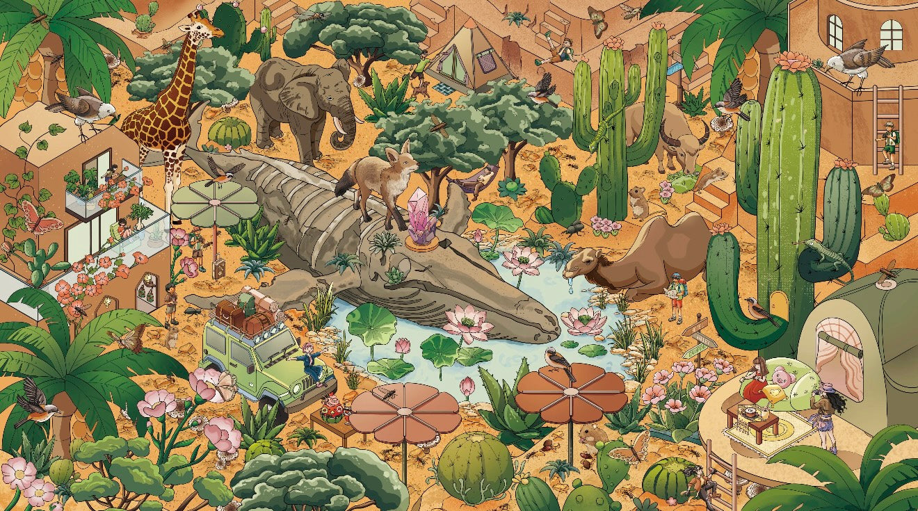 1.0 Desert Oasis 3D Scene Sticker
