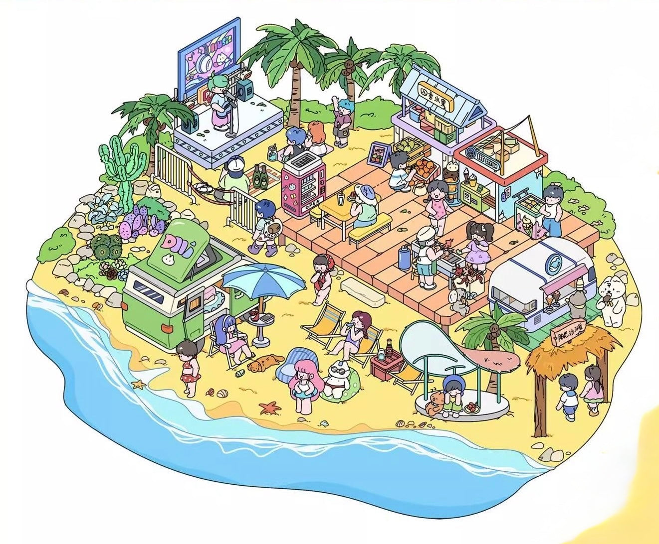 3.0 Sunshine Beach 3D Scene Sticker