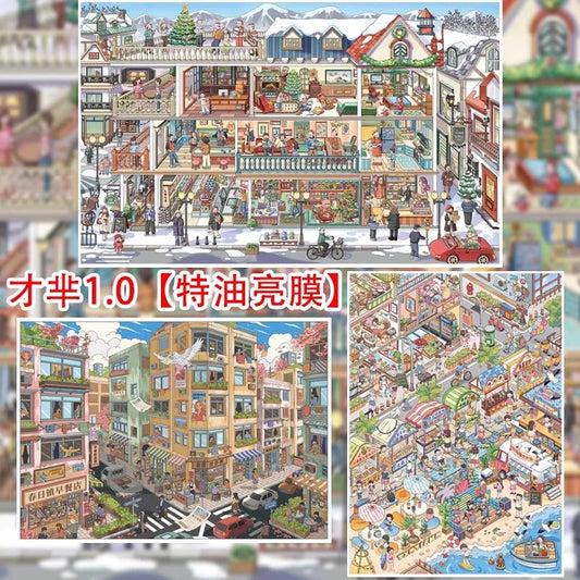 1.0 all in 3 scenes - Spring Letter | Winter Street Scene | Seaside Street Scene