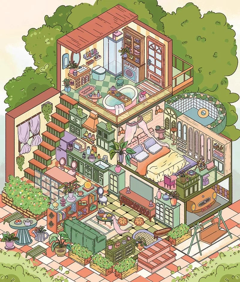 12.0 French Countryside Villa 3D Scene Sticker